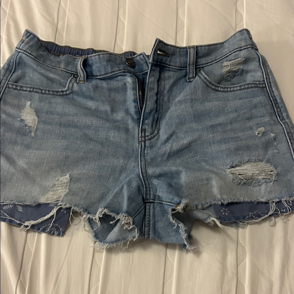Aerie Sky Blue Ripped Jean Shorts